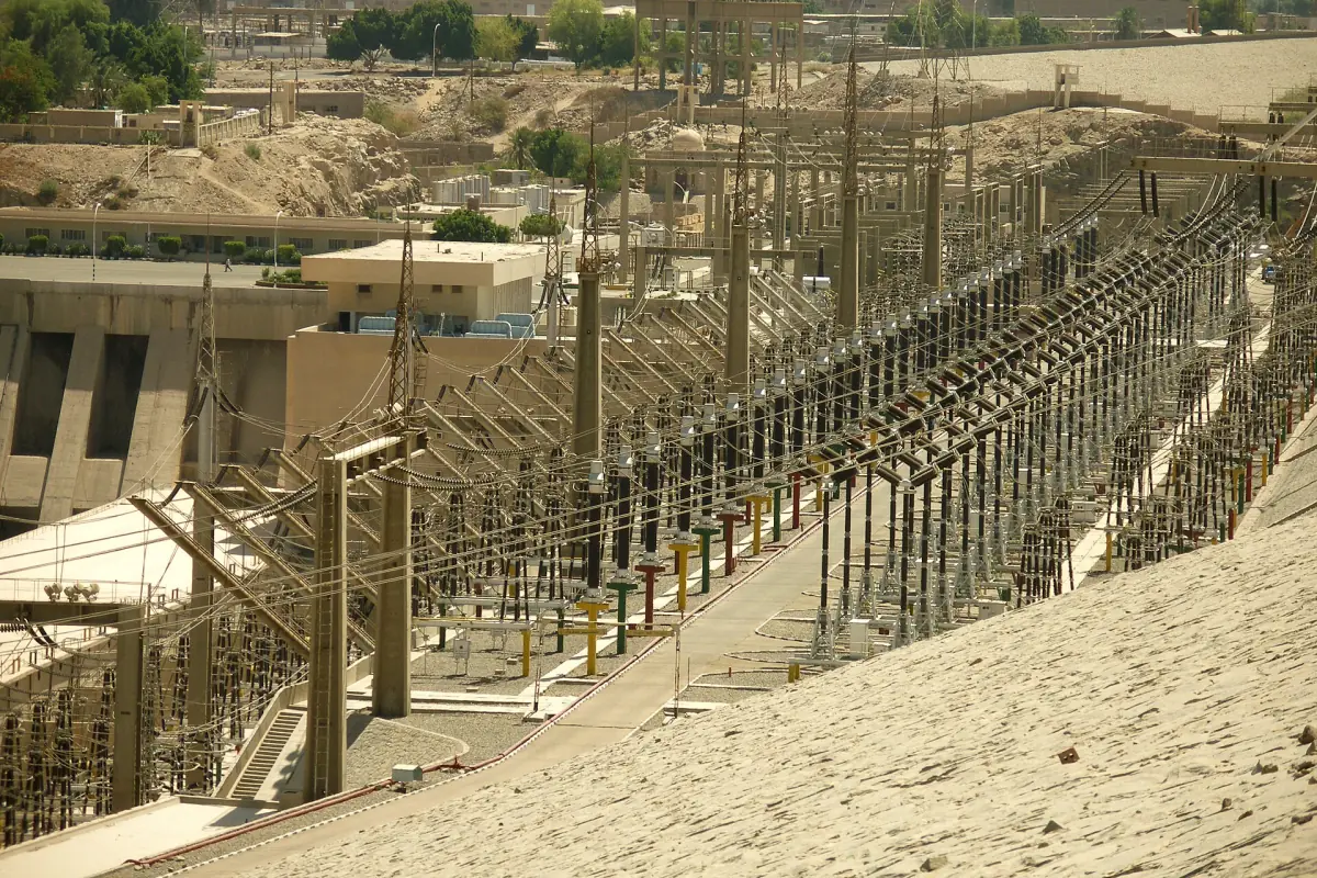 Transformer yard of the Aswan High Dam power plant