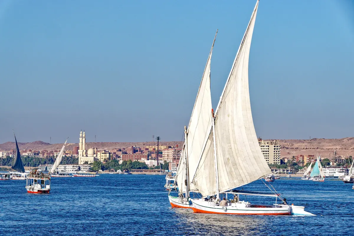 Felucca sailboats on the Nile at Aswan