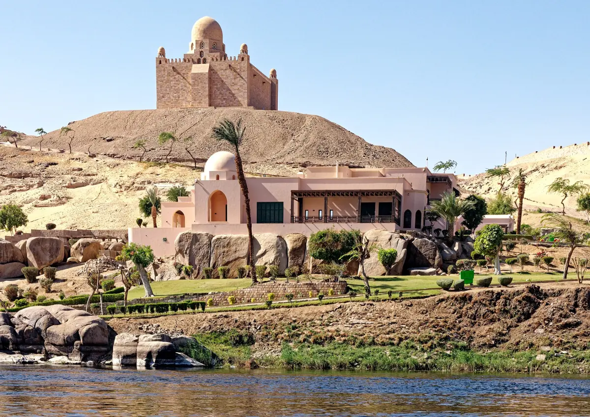 Hilltop mausoleum on the Nile west bank near Aswan