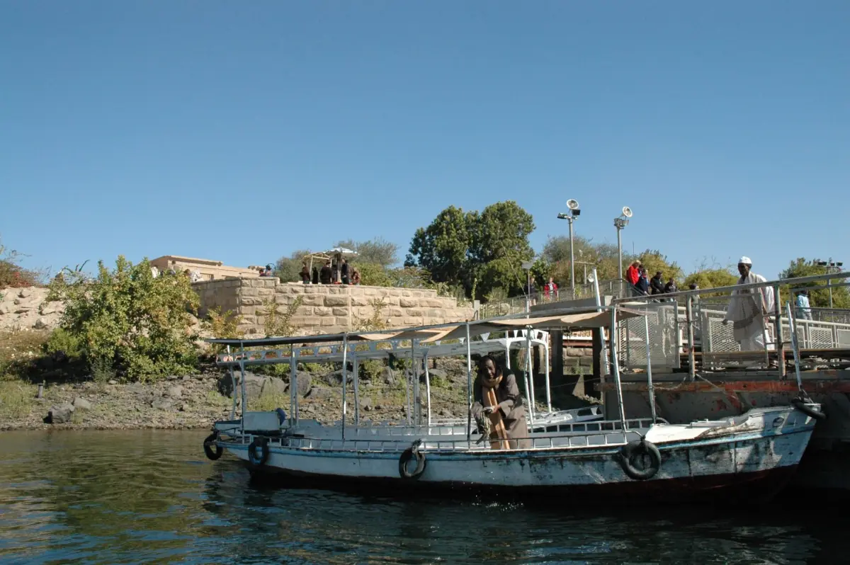 Small boat at the landing place on Philae island